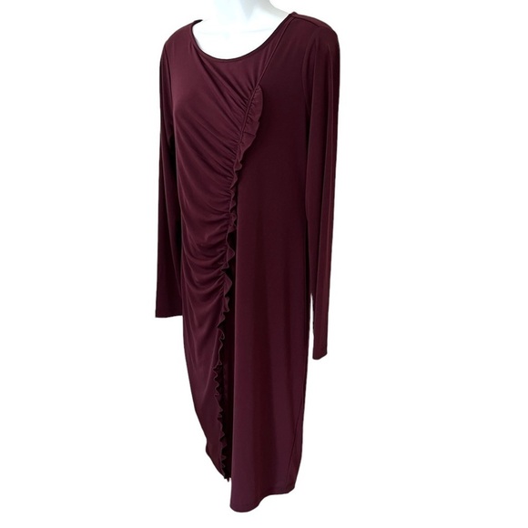 Motherhood Maternity Ruffled line detail long sleeve midi dress size large - Picture 7 of 12